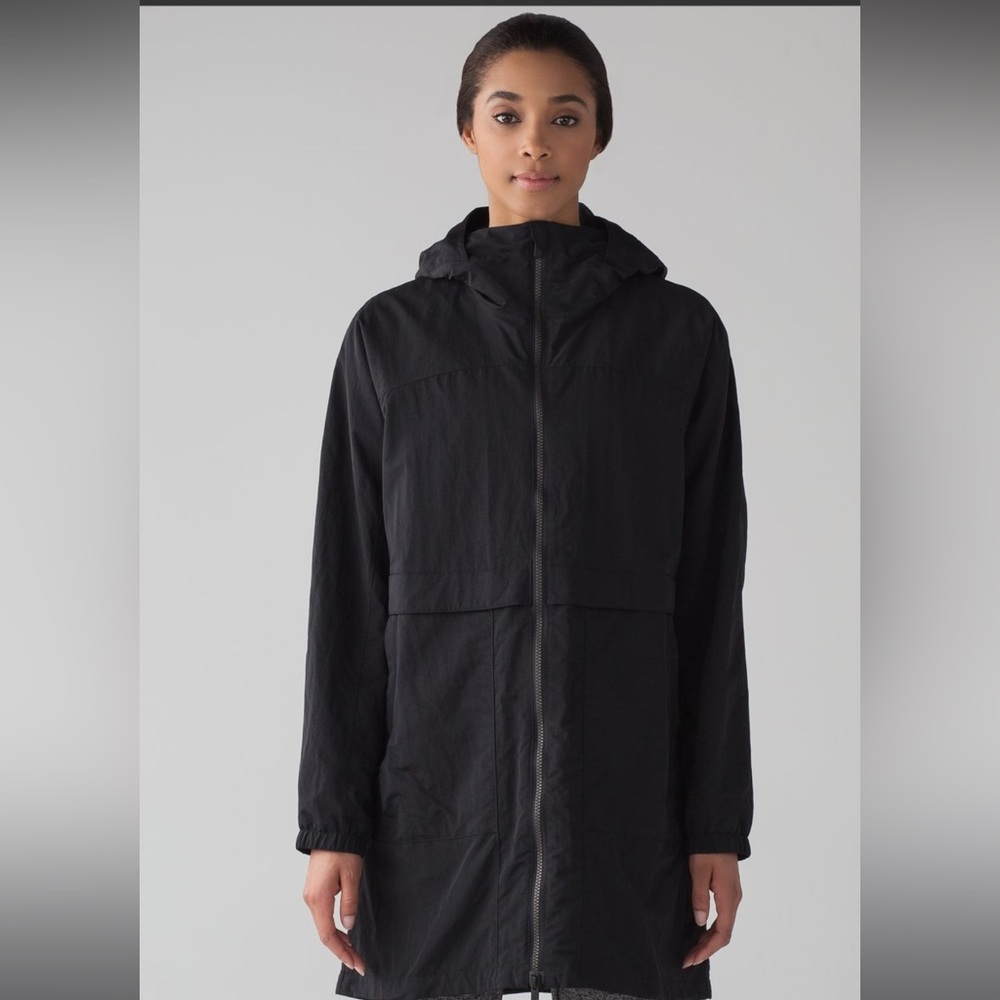 lululemon athletica Black Hooded Lightweight Rain Jacket